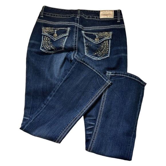 Maurices Premium Jeans Womens Size 7/8 Reg Rhinestones Thick Stitches Denim - Picture 6 of 11